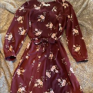 Loft Long Sleeve Floral Shift Dress Size 10